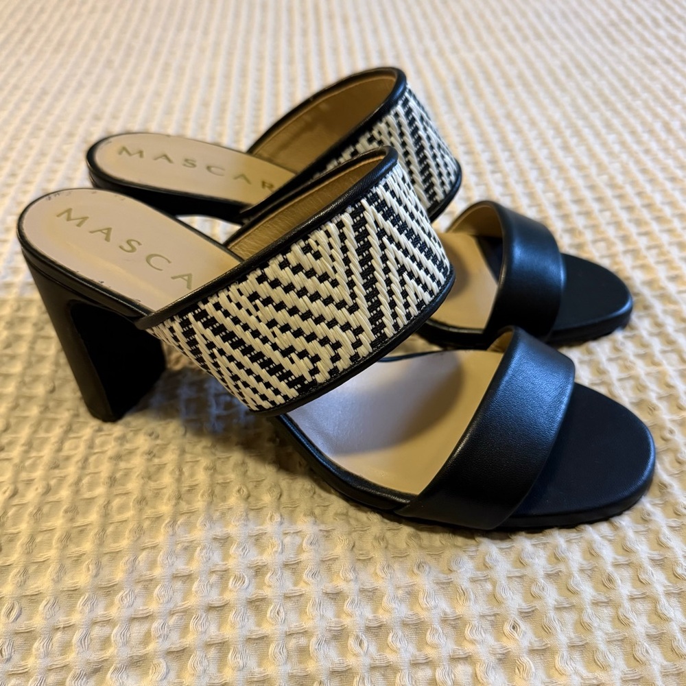 Mascaro Black and White Patterned Heeled Sandals 37.5